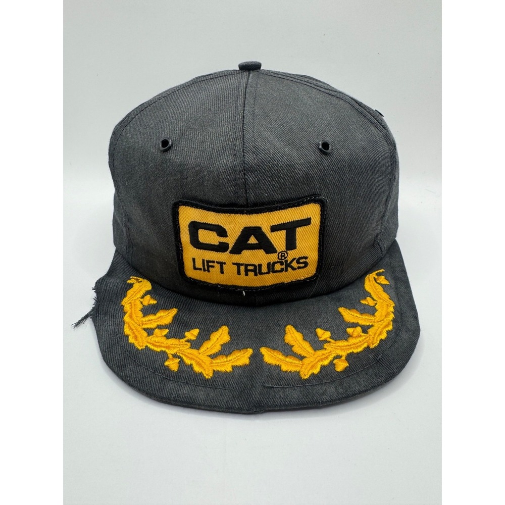 VTG CAT Lift Trucks K-Products Snapback Hat Caterpillar Patch Workwear Distresse
